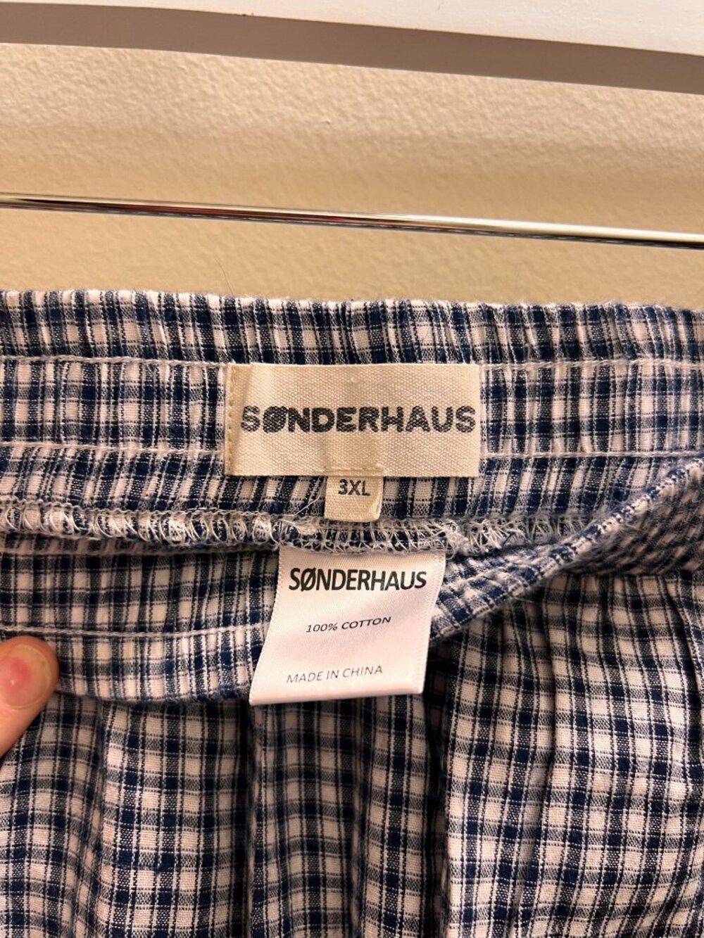 Sonderhaus Blue Plaid Boxer Pants 3XL Cotton Ruffle Hem - Picture 5 of 11